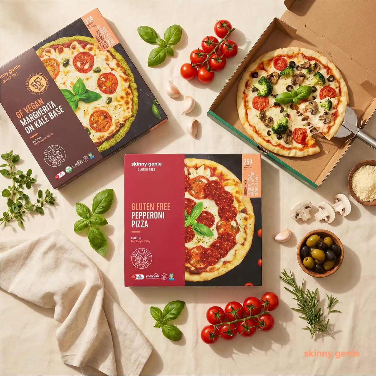 Gluten-free pizza in UAE, Skinny Genie crusts and ready-made pizzas delivered fresh