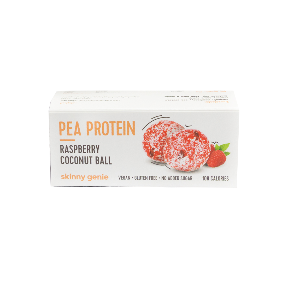 Raspberry Coconut Pea Protein Balls