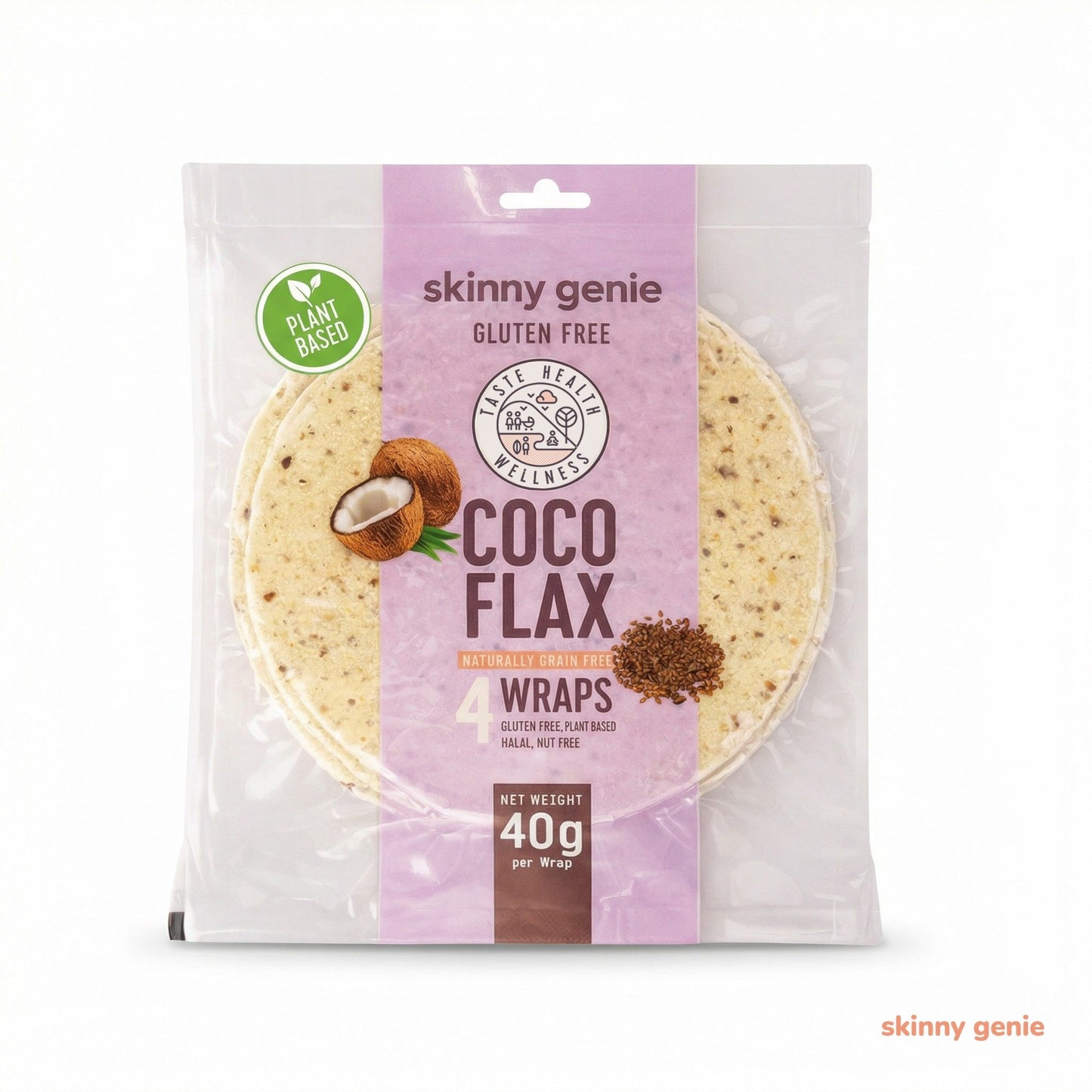 Gluten-free coconut flax wrap in Dubai — Skinny Genie low-carb vegan tortilla