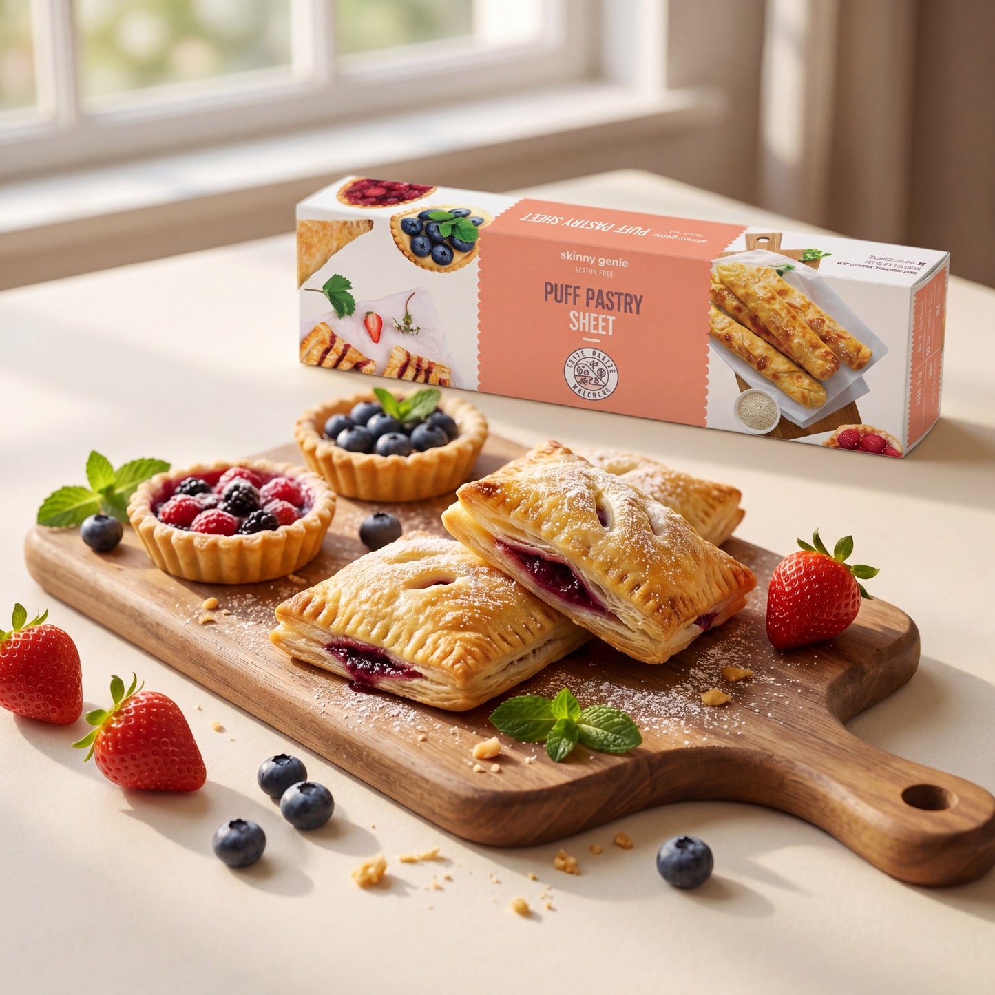 Gluten-free pastry tarts and turnovers — made with Skinny Genie puff pastry sheets