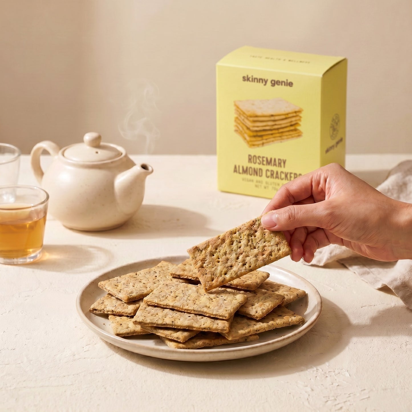 Skinny Genie gluten-free rosemary almond crackers — Coeliac UK certified