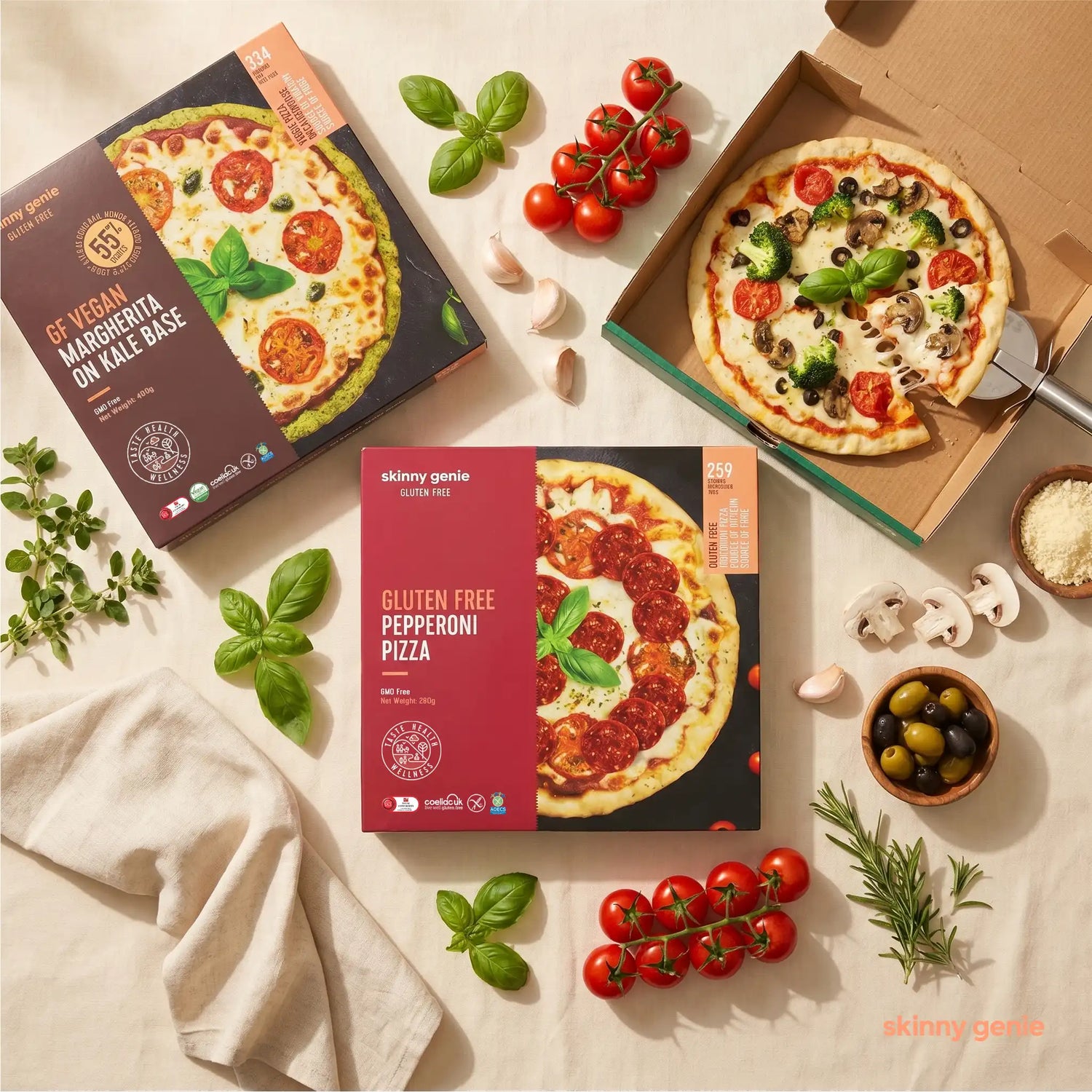 Gluten-free pizza in UAE — Skinny Genie crusts and ready-made pizzas delivered fresh