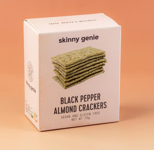ALMOND CRACKERS BLACK PEPPER 70G GF/VEGAN