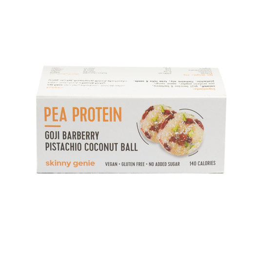 Goji Barberry Pistachio Coconut Pea Protein Balls