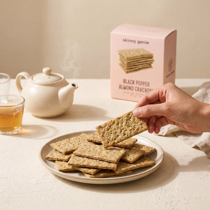 Skinny Genie gluten-free black pepper almond crackers — Coeliac UK certified