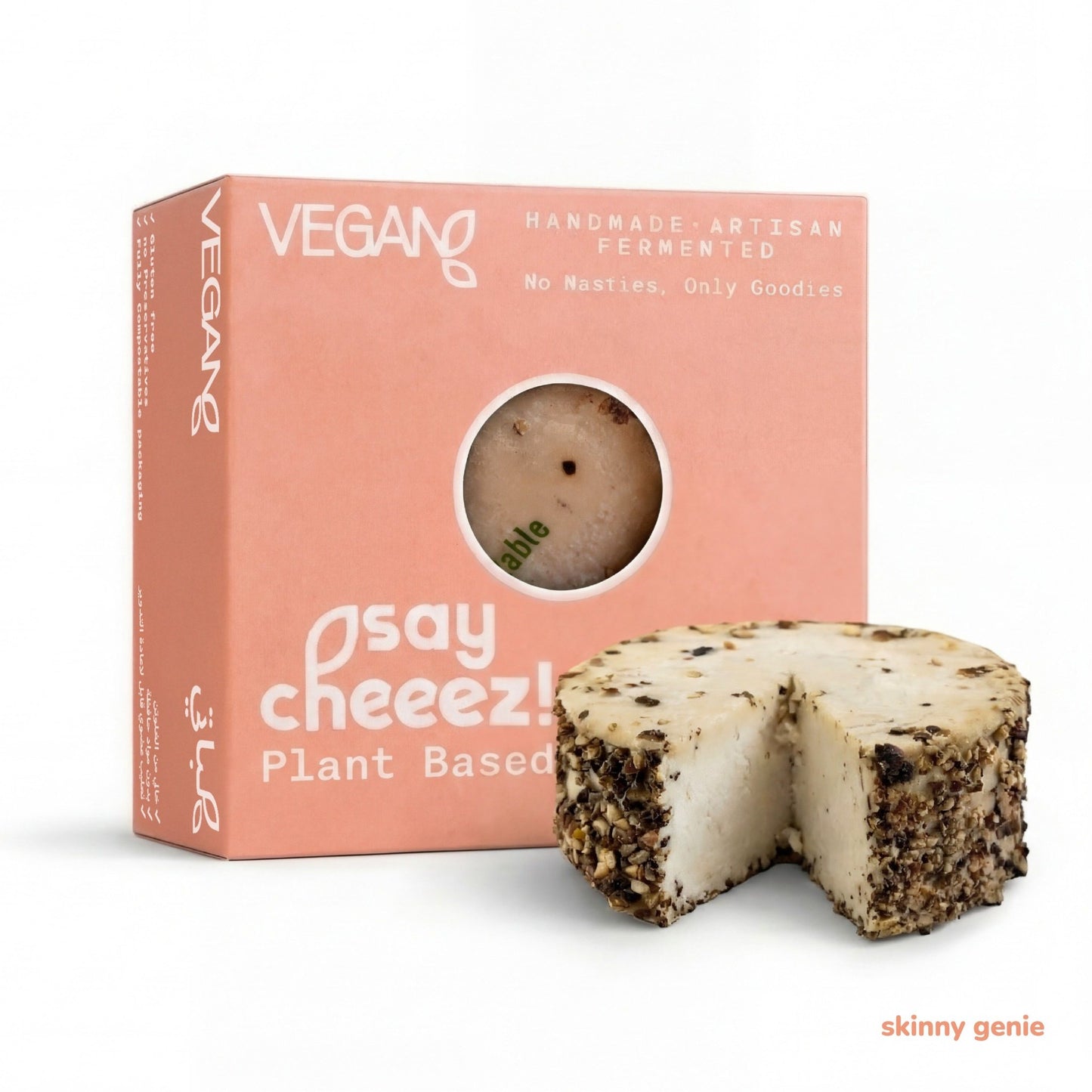 Vegan black pepper cheese in Dubai — Skinny Genie dairy-free gluten-free alternative