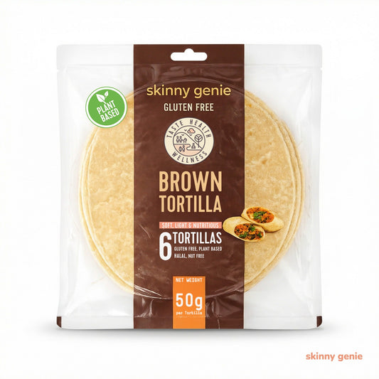 Gluten-free vegan brown tortilla in Dubai — Skinny Genie soft wrap for healthy meals