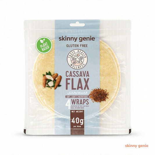 Gluten-free cassava-flax wrap in Dubai — Skinny Genie low-carb vegan tortilla