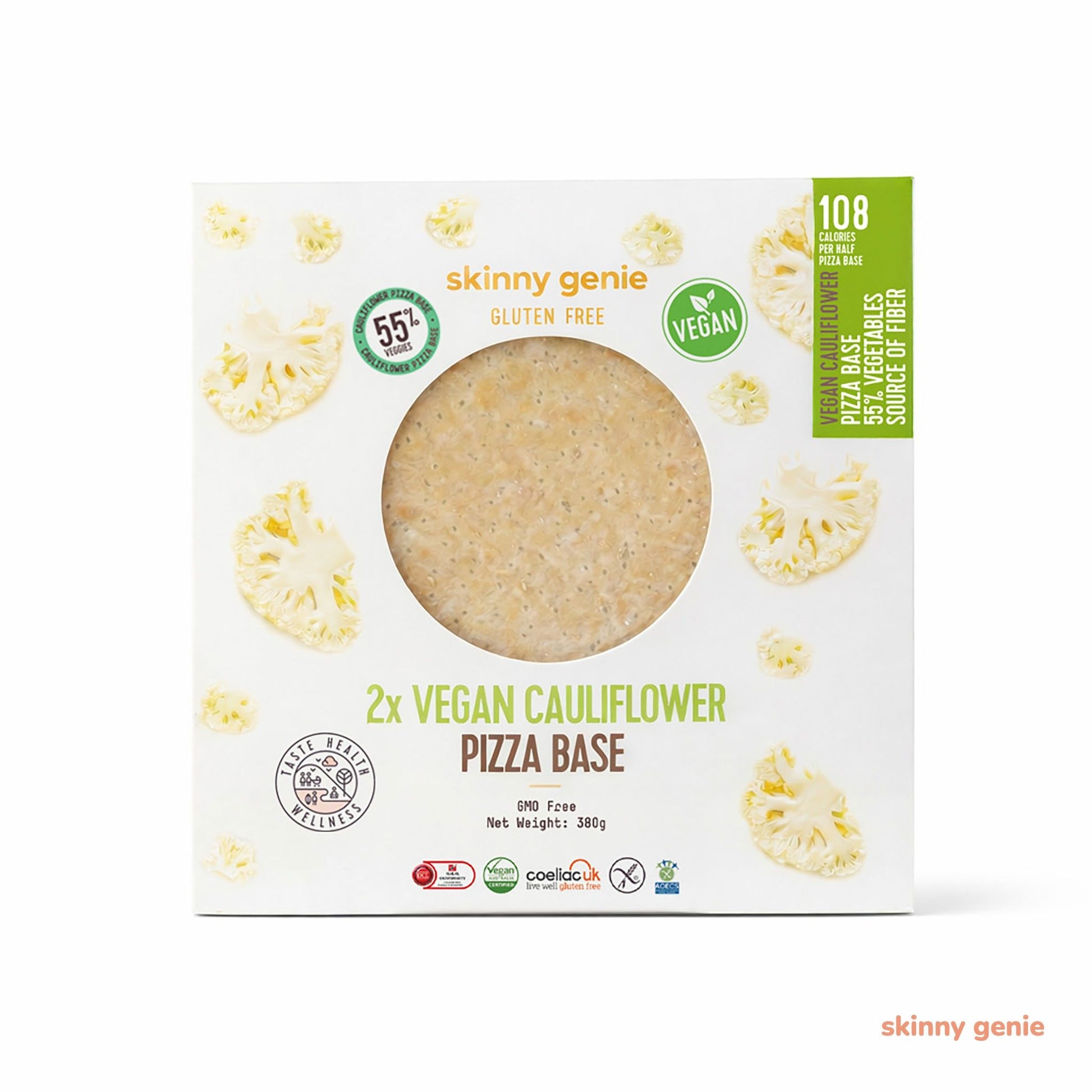 Gluten-free cauliflower pizza base in Dubai — Skinny Genie low-carb vegan crust