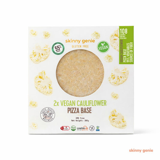 Gluten-free cauliflower pizza base in Dubai — Skinny Genie low-carb vegan crust