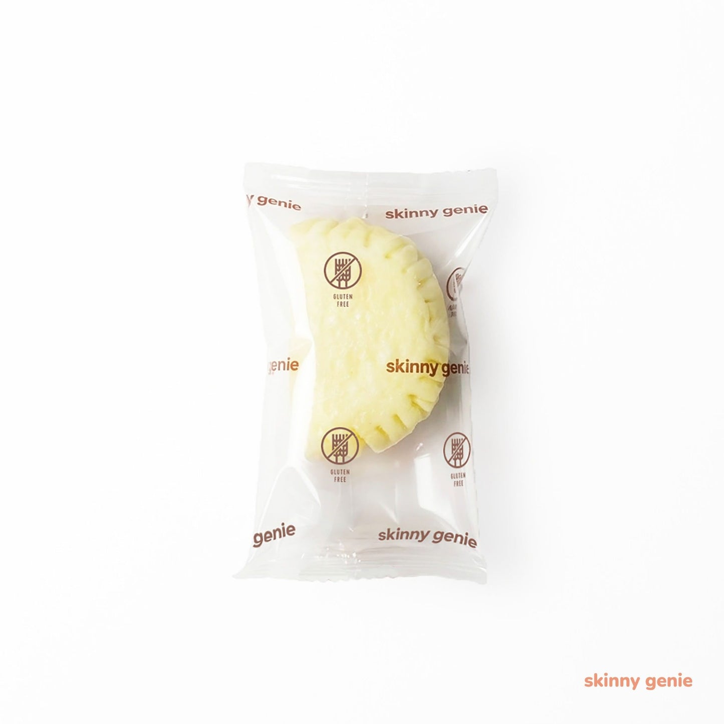 Skinny Genie gluten-free cheese empanada packaging — ready-to-bake from frozen