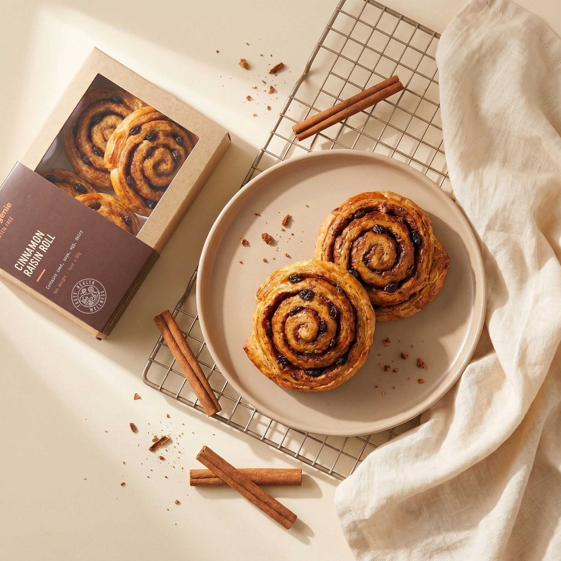 Skinny Genie gluten-free cinnamon raisin roll — Coeliac UK certified bakery