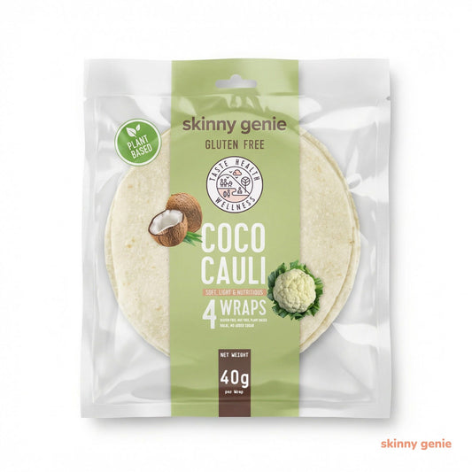 Gluten-free coconut cauliflower wrap in Dubai — Skinny Genie low-carb vegan tortilla