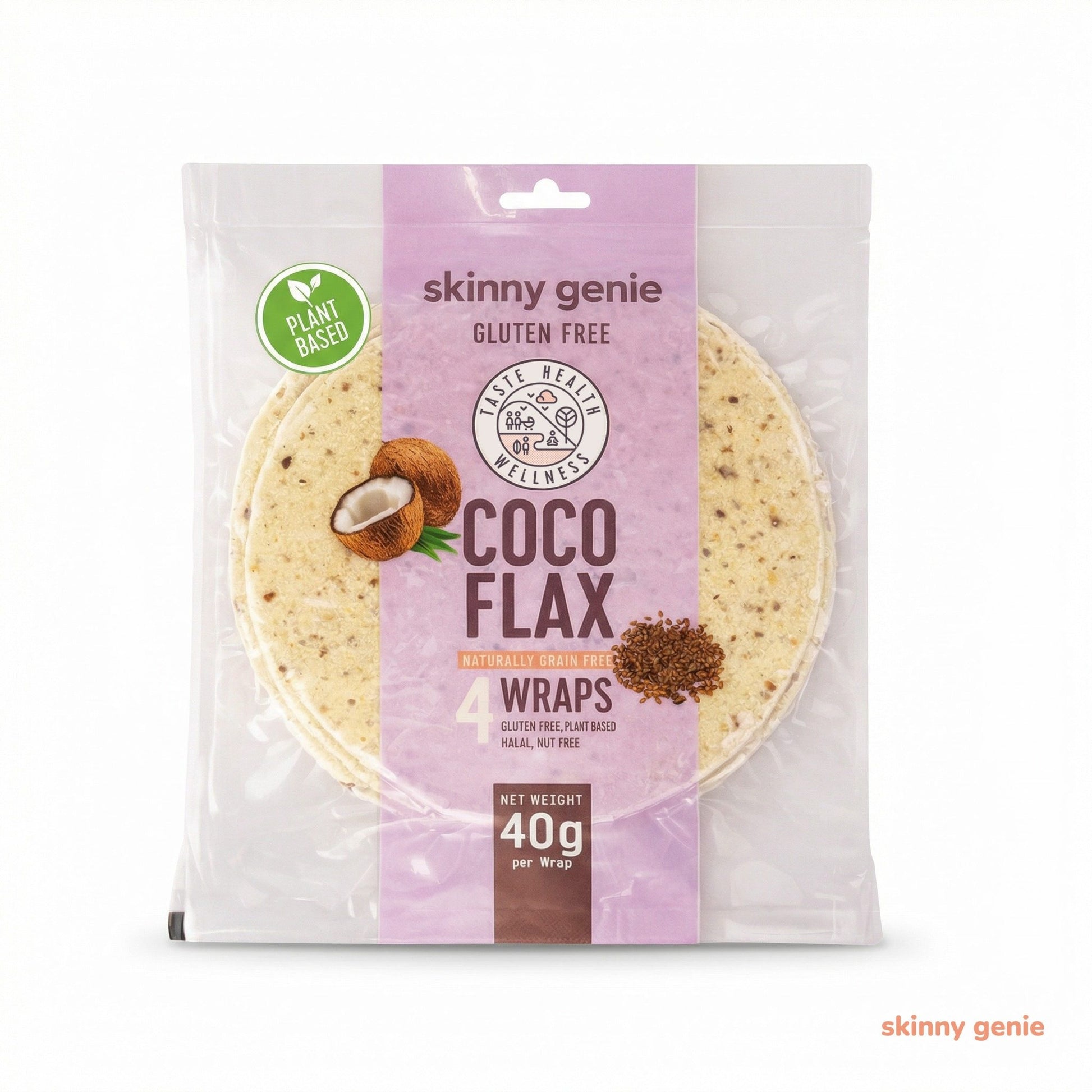 Gluten-free coconut flax wrap in Dubai — Skinny Genie low-carb vegan tortilla