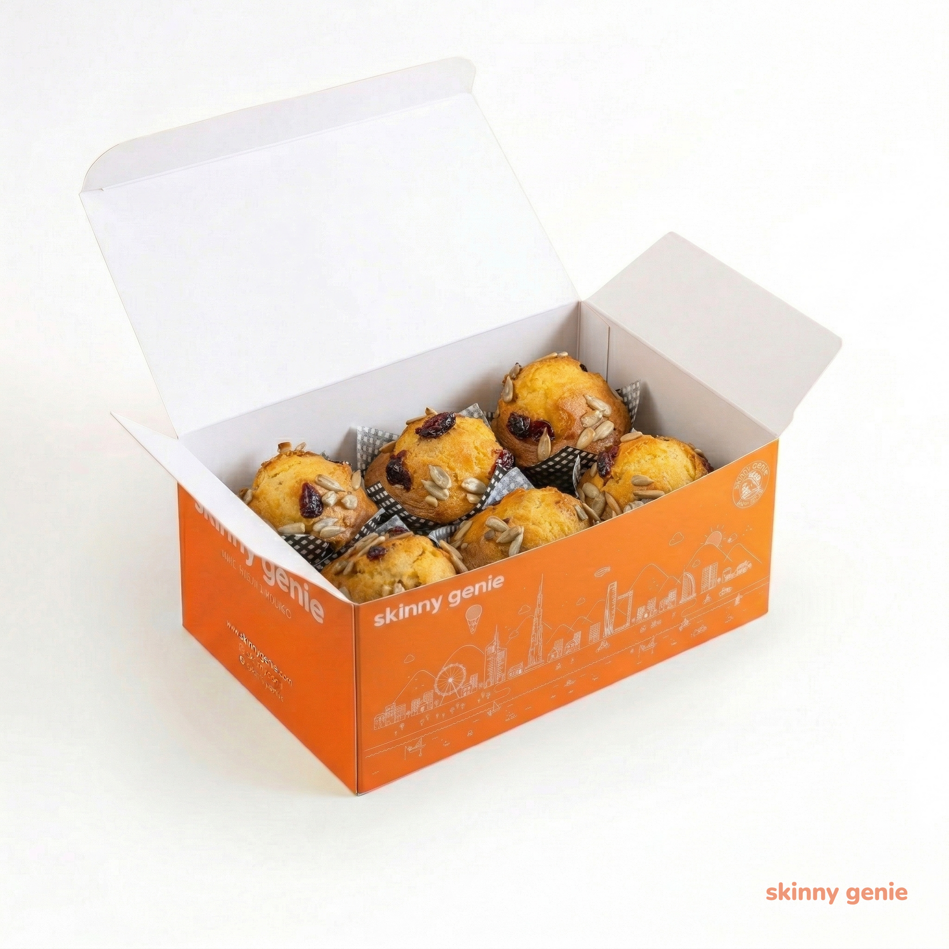 Skinny Genie gluten-free cranberry sunflower seed muffin — full 6-pack box