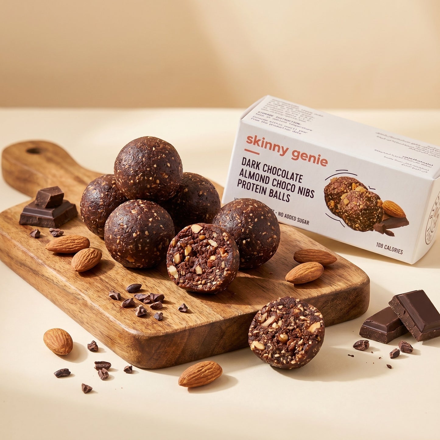 Skinny Genie gluten-free dark chocolate almond protein ball — Coeliac UK certified