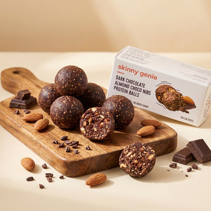 Skinny Genie gluten-free dark chocolate almond protein ball — Coeliac UK certified