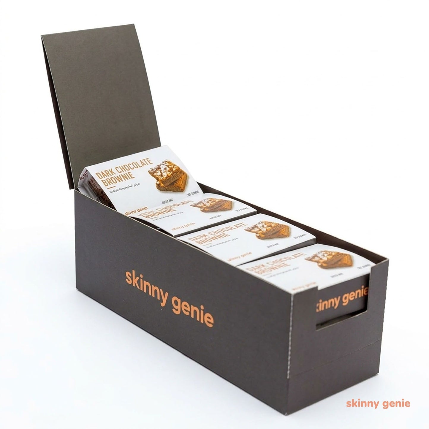 Gluten-free dark chocolate brownie box in UAE — Skinny Genie 12-pack delivered