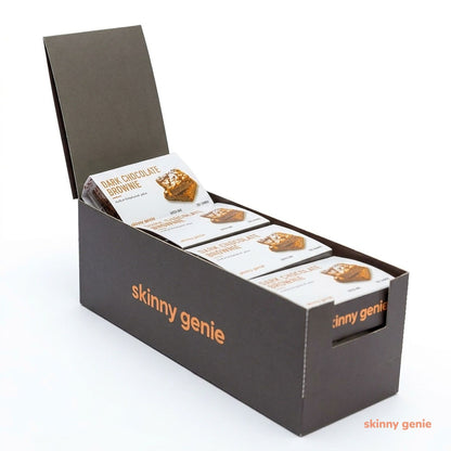 Gluten-free dark chocolate brownie box in UAE — Skinny Genie 12-pack delivered