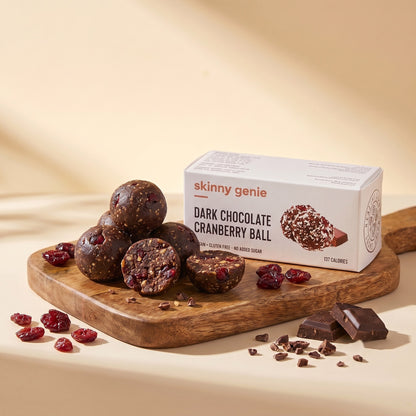 Skinny Genie gluten-free dark chocolate cranberry protein ball — Coeliac UK certified
