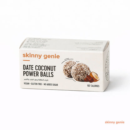Gluten-free date coconut protein ball in Dubai — Skinny Genie healthy vegan snack