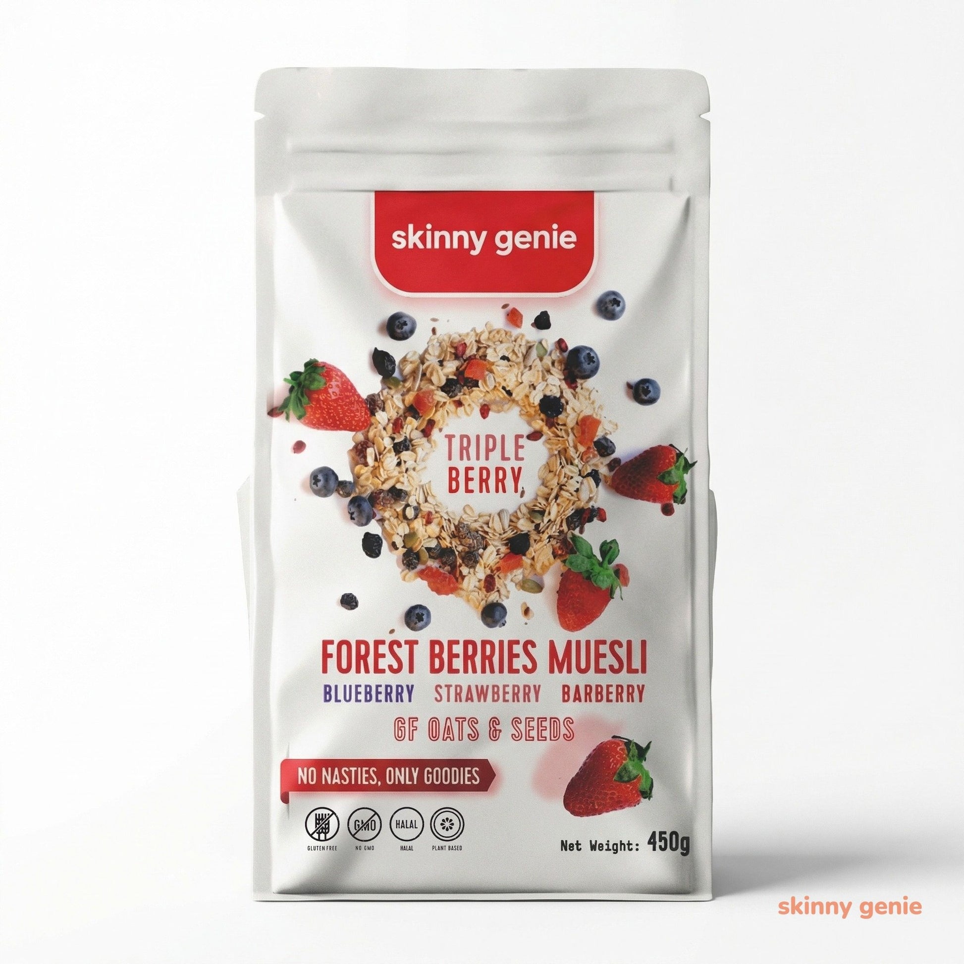 Gluten-free forest berries muesli in Dubai — Skinny Genie healthy breakfast cereal