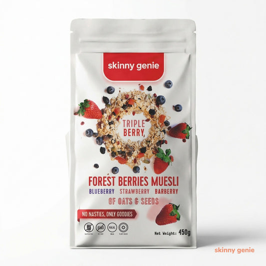 Gluten-free forest berries muesli in Dubai — Skinny Genie healthy breakfast cereal