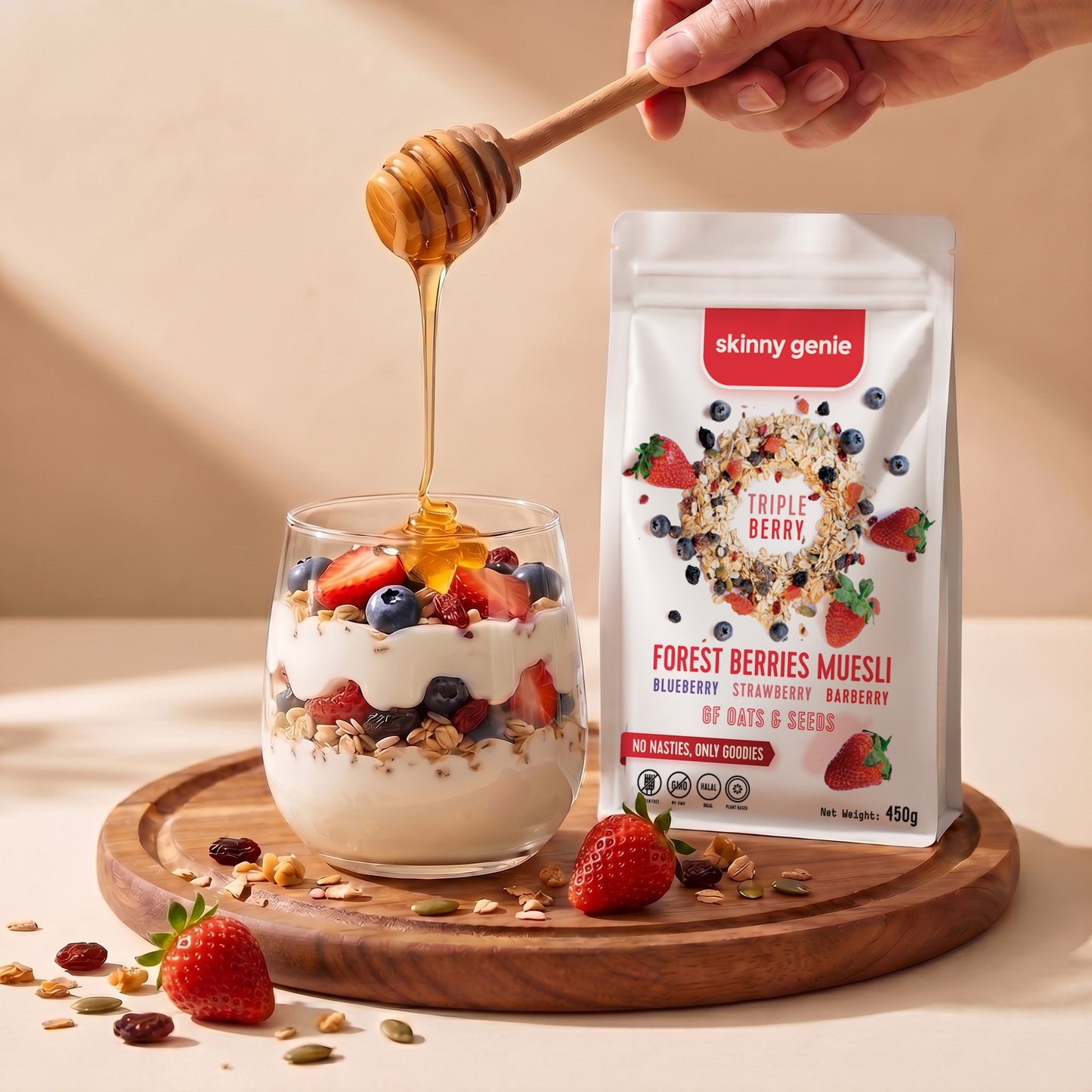 Skinny Genie gluten-free forest berries muesli — Coeliac UK certified breakfast
