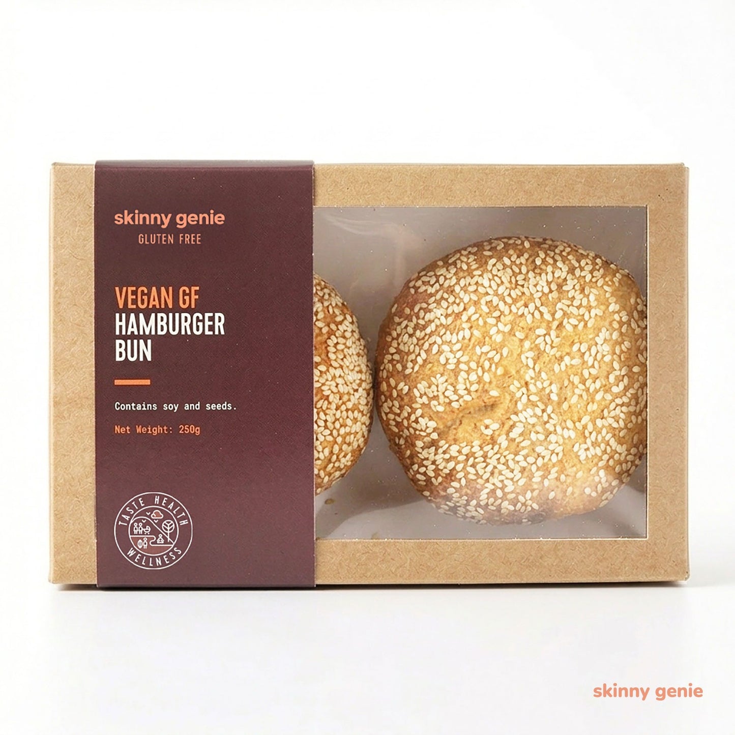 Skinny Genie gluten-free vegan burger bun — Coeliac UK certified