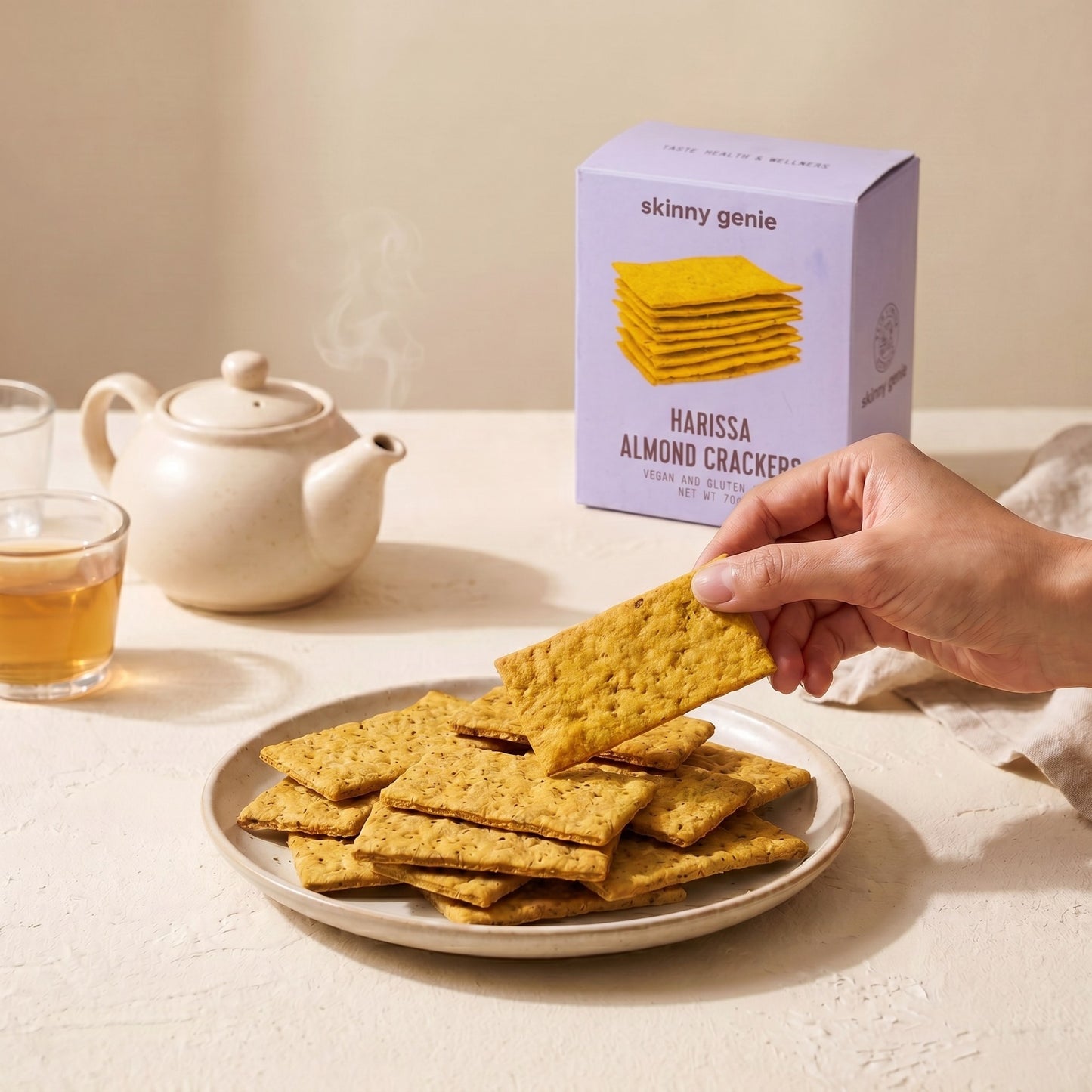 Skinny Genie gluten-free harissa almond crackers — Coeliac UK certified