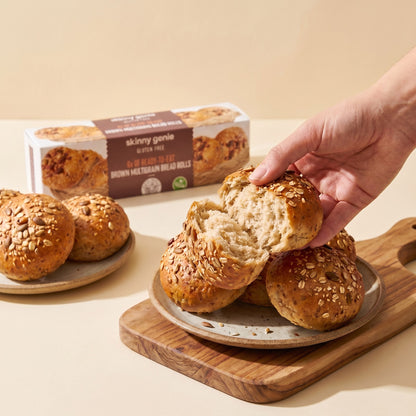Skinny Genie gluten-free brown multigrain rolls — Coeliac UK certified