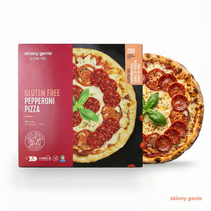Gluten-free pepperoni pizza in Dubai — Skinny Genie ready-to-bake, delivered frozen
