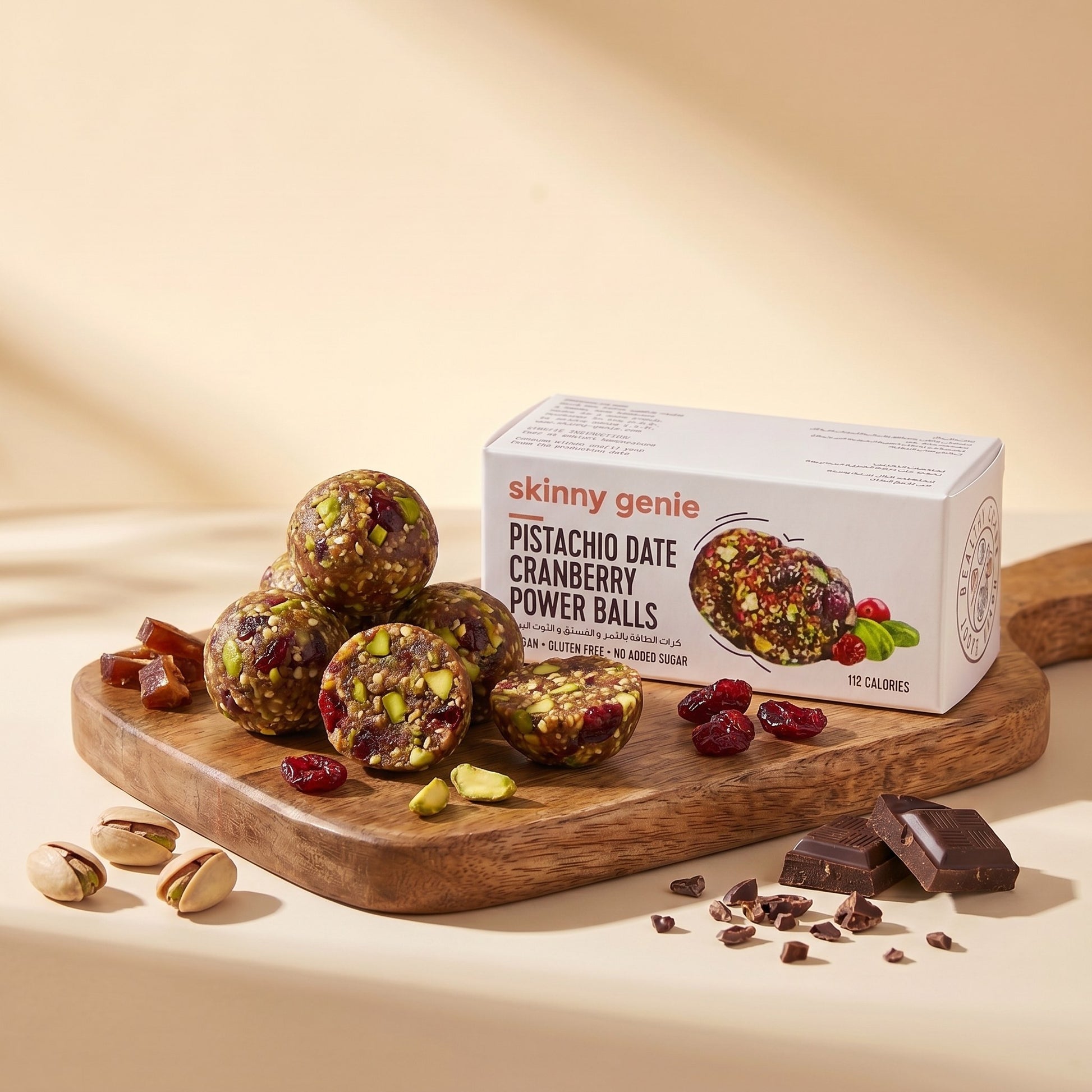 Skinny Genie gluten-free pistachio date cranberry power ball — Coeliac UK certified