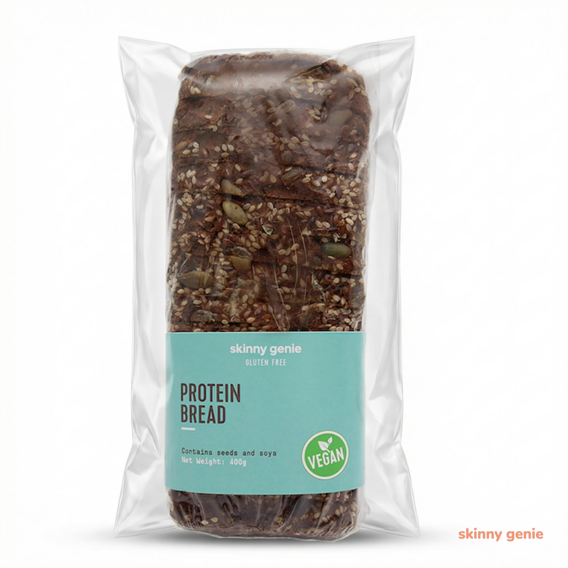 Gluten-free protein bread loaf in Dubai — Skinny Genie high-protein vegan bread