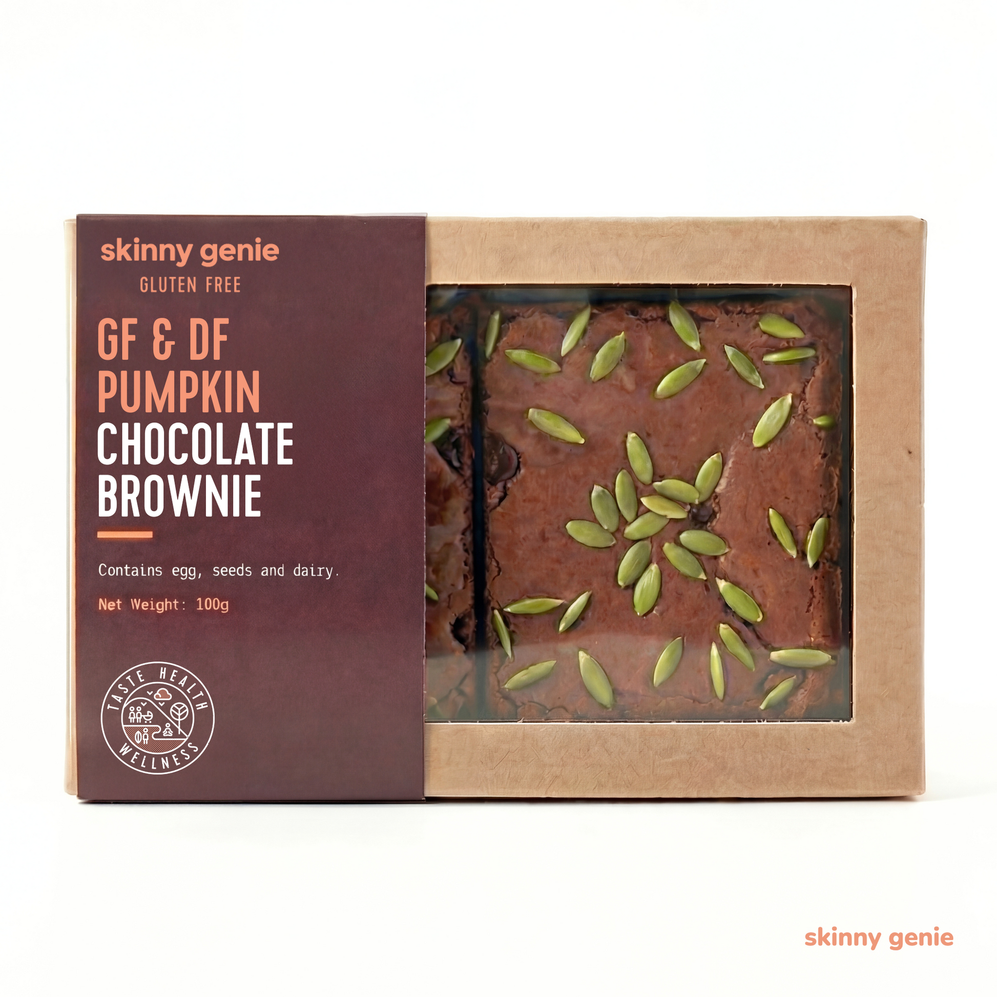 Gluten-free dairy-free pumpkin chocolate brownie in Dubai — Skinny Genie vegan dessert