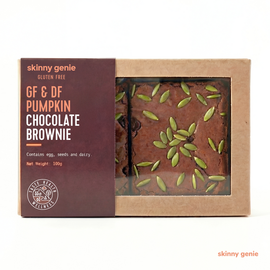 Gluten-free dairy-free pumpkin chocolate brownie in Dubai — Skinny Genie vegan dessert