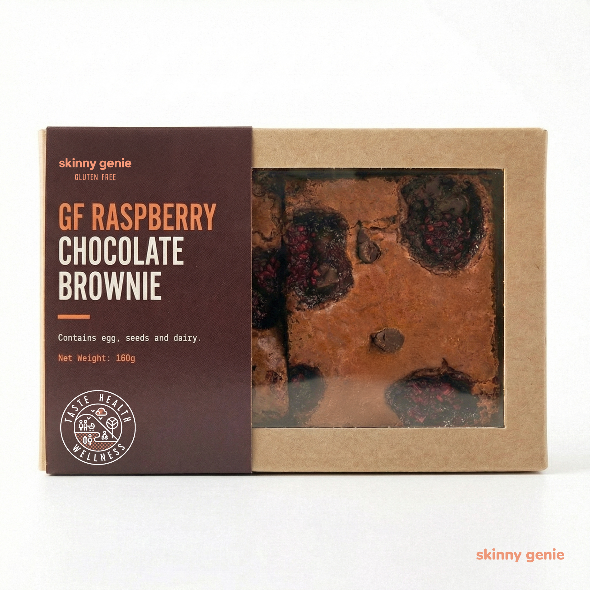 Gluten-free raspberry chocolate brownie in Dubai — Skinny Genie indulgent dessert
