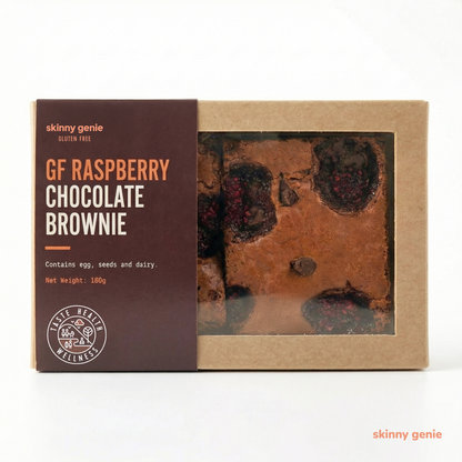 Gluten-free raspberry chocolate brownie in Dubai — Skinny Genie indulgent dessert