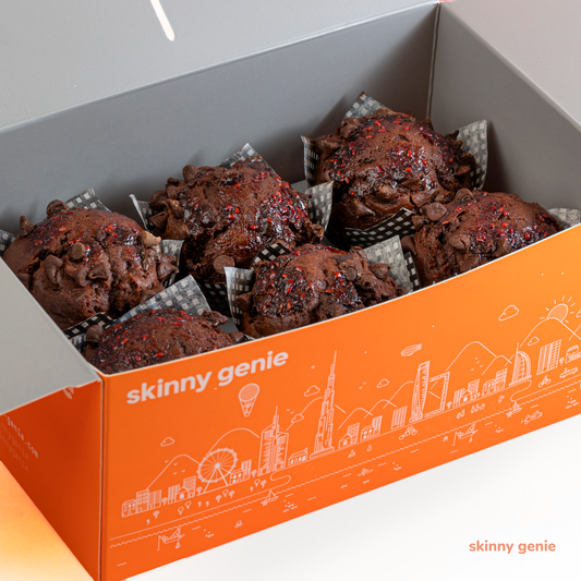 Raspberry Dark Belgian Chocolate Skinny Muffin Box (6 pc)