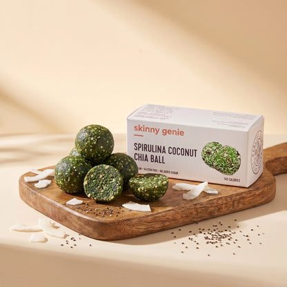 Skinny Genie gluten-free spirulina coconut chia protein ball — Coeliac UK certified