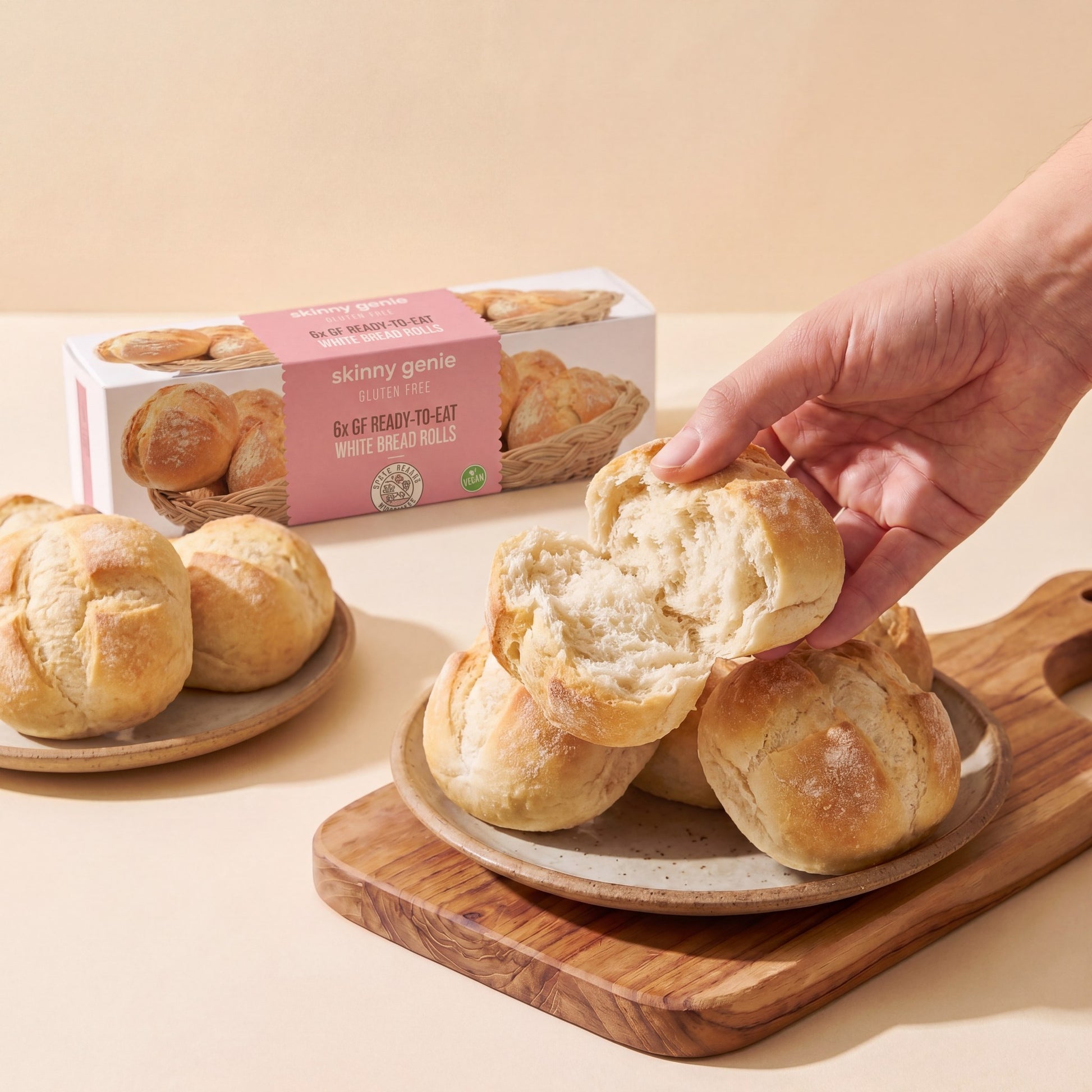 Skinny Genie gluten-free white bread rolls — Coeliac UK certified