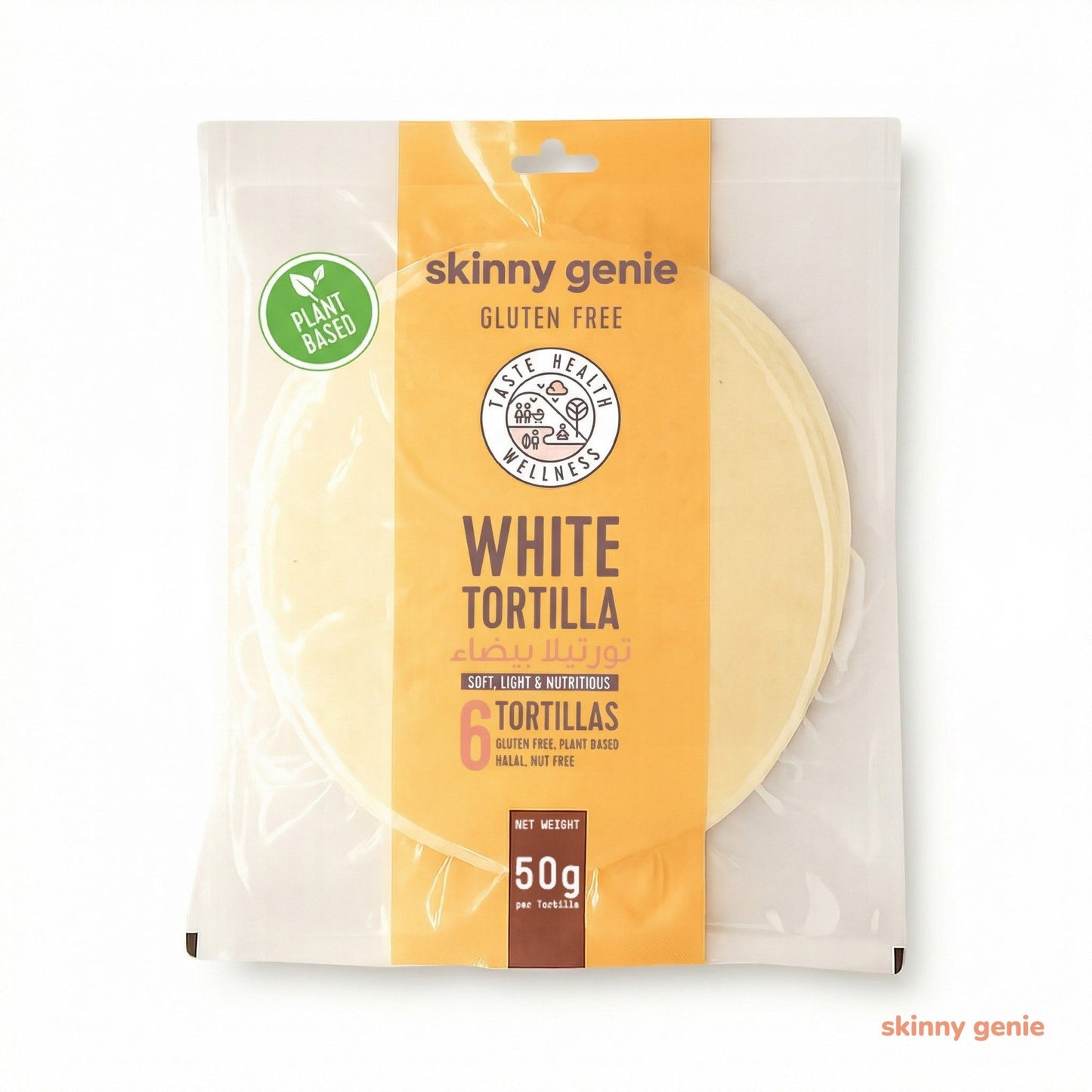 Gluten-free vegan white tortilla in UAE — Skinny Genie soft wrap