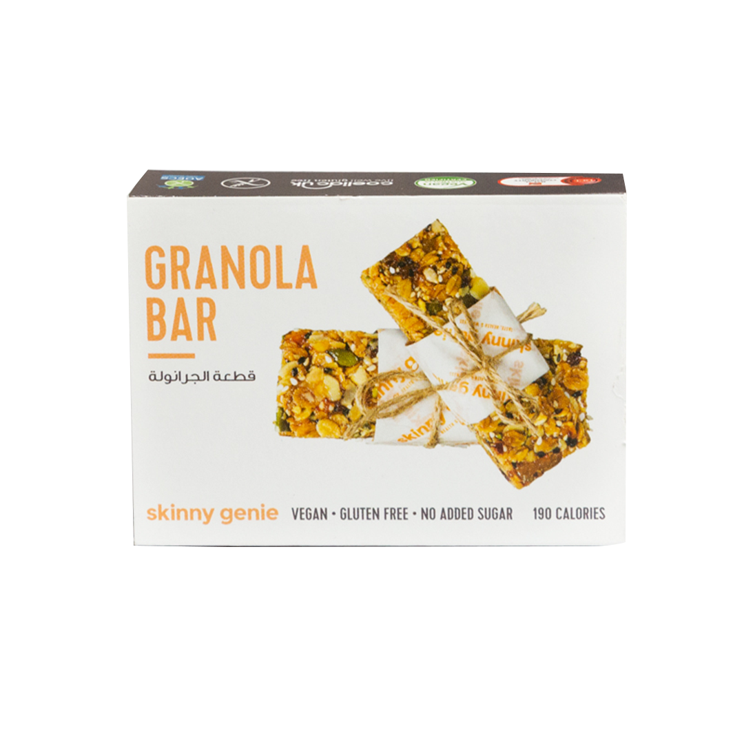 Gluten-free granola bar in Dubai, Skinny Genie sugar-free vegan snack