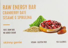 Raw Energy Bar Cranberry Date, Sesame & Spirulina
