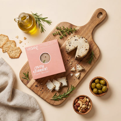 Skinny Genie vegan black pepper cheese crumbled — dairy-free plant-based