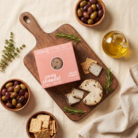 Skinny Genie vegan black pepper cheese flatlay, plant-based gluten-free